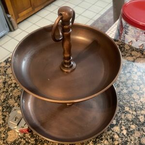 Classic Two-Tier Brown Serving Tray